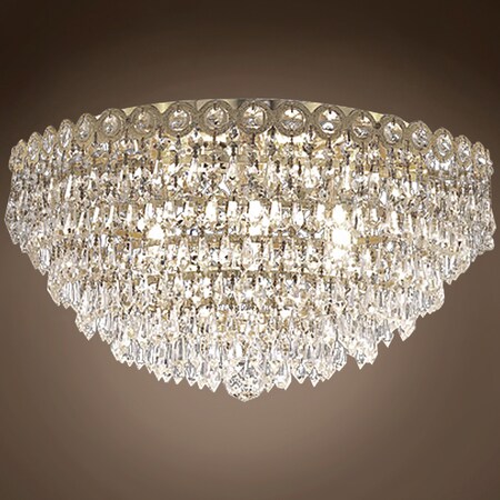 Empire 6 Light 18" Chrome Flush Mount with Clear European/Swarovski Crystals
